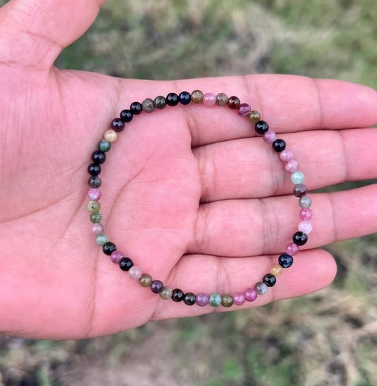 Natural Tourmaline 4mm Bead Healing Reiki Women Men Bracelet Spiritual Xmas Gift