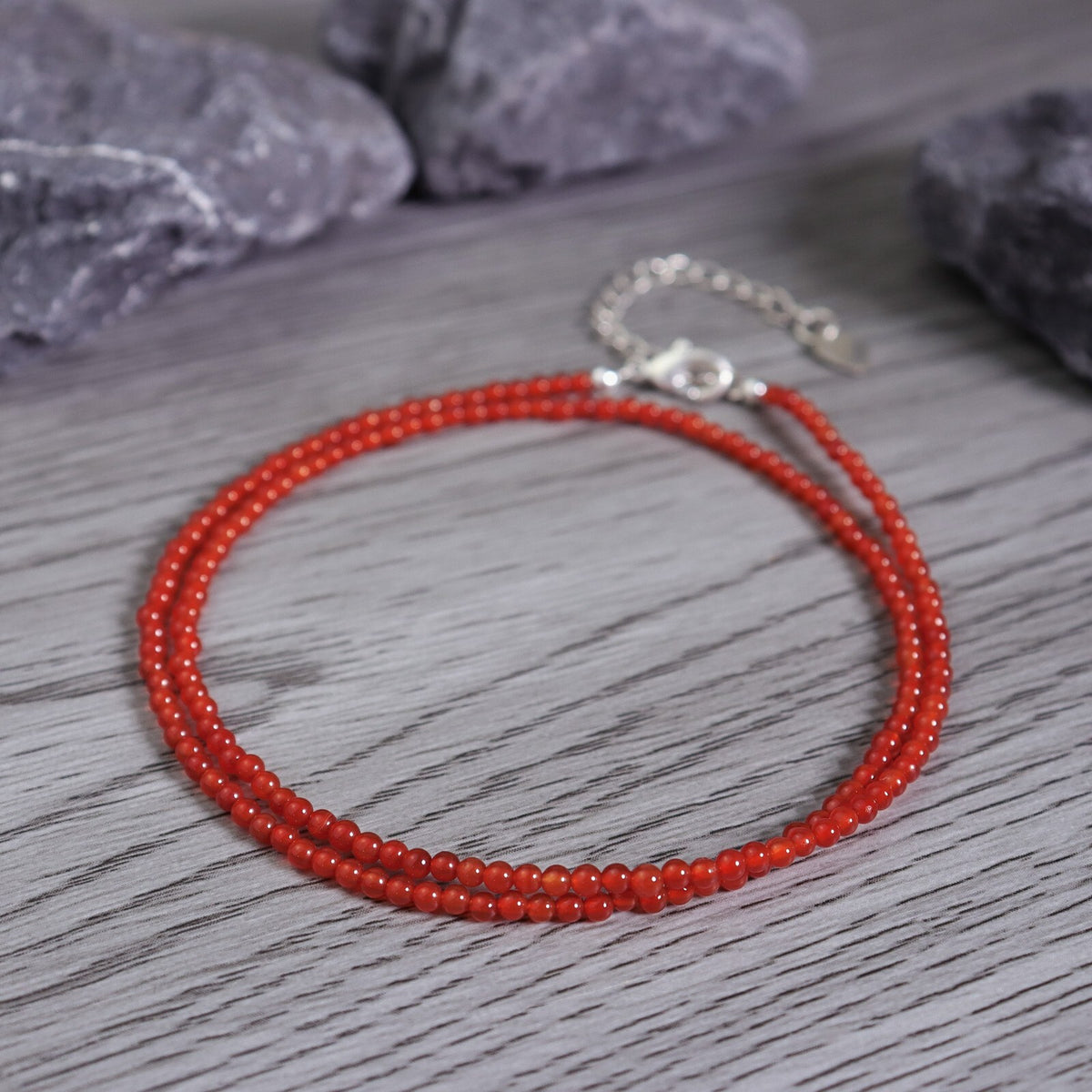 Premium Carnelian Necklace 2mm Bead Minimalist Summer Boho Choker for Women Gift