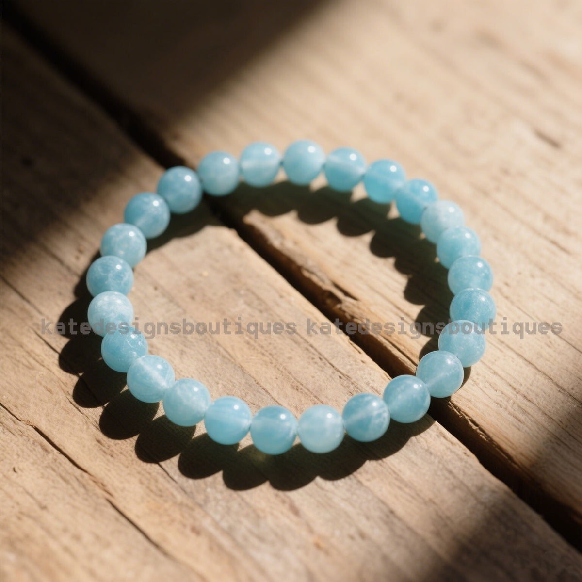 Aquamarine 8mm Round Bead Bracelet Crystal Blue Stone Bracelet for Healing Reiki