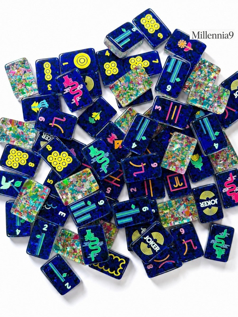 Premium American Mahjong Set 160pcs Rainbow Confetti Acrylic Game Tiles Free Bag