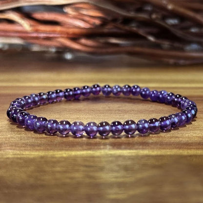 Amethyst 4mm Beads Healing Tranquility Stress Relief Stone Stretch Bracelet Gift
