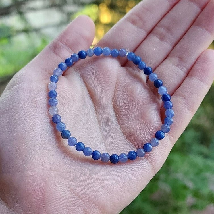 Blue Aventurine 4mm Bead Healing Anxiety Relief Women Men Stretch Bracelet Gift