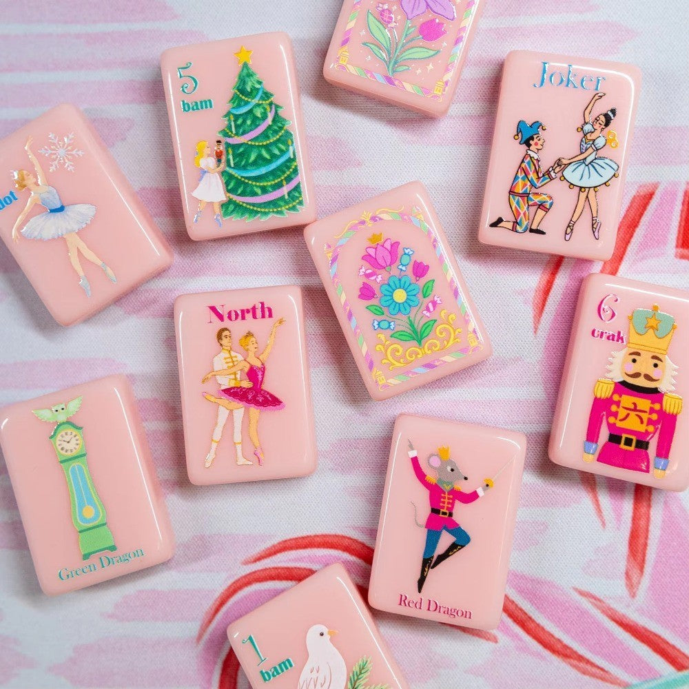 Embossed American Mahjong Tiles  set 160 tiles lux pink ballet Christmas
