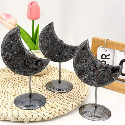 8-9cm Yooperlite Carved Crescent Moon UV Florescent Glowing Crystal Decor Gift