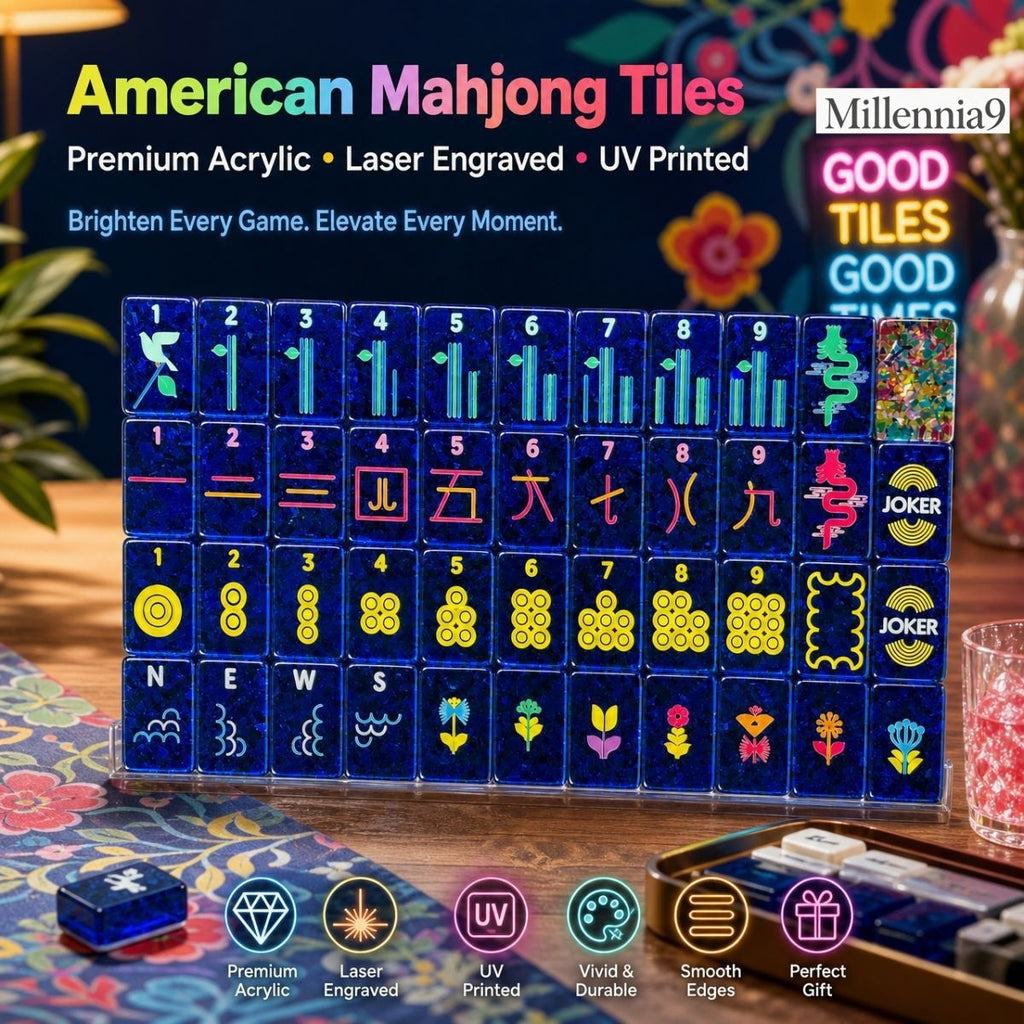 Premium American Mahjong Set 160pcs Rainbow Confetti Acrylic Game Tiles Free Bag