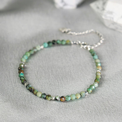 4mm Crystal Gemstone African Turquoise Beads Healing Tiny Dainty Women Bracelet
