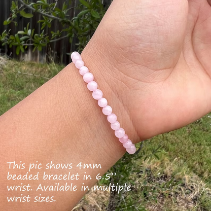 Natural Rose Quartz Dainty Stretch Women Bracelet Round 4MM Bead Healing Reiki