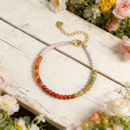 Fertility Bracelet Natural Carnelian Rose Quartz Moonstone Dainty Women Bracelet