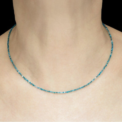 Tiny Gemstone Beaded Choker Apatite Beads Healing Reiki Women Crystal Necklace