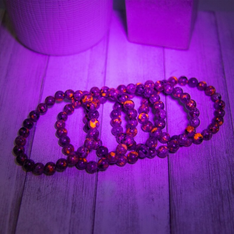 5pcs Yooperlite 8mm Beads UV Reactive Fluorescent Glowing Healing Bracelets SET