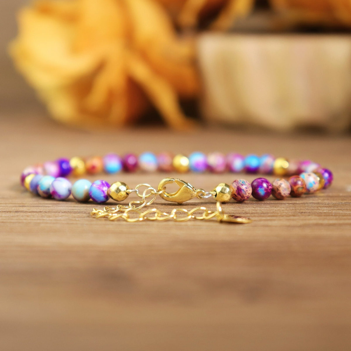 Galaxy Sea Sediment Jasper 4mm Dainty Beads Healing Calming Women Bracelet Gift