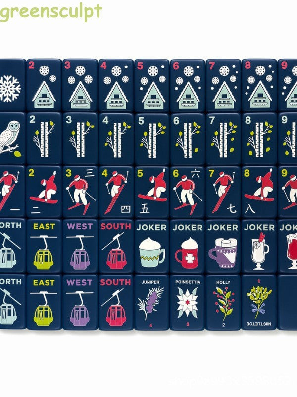Ski & Winter Themed Acrylic American Mahjong Set, 160 Tiles Free delivery