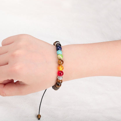 7 Chakra Stone Tiger's Eye Beaded Healing Grounding Strength Women Men Bracelet