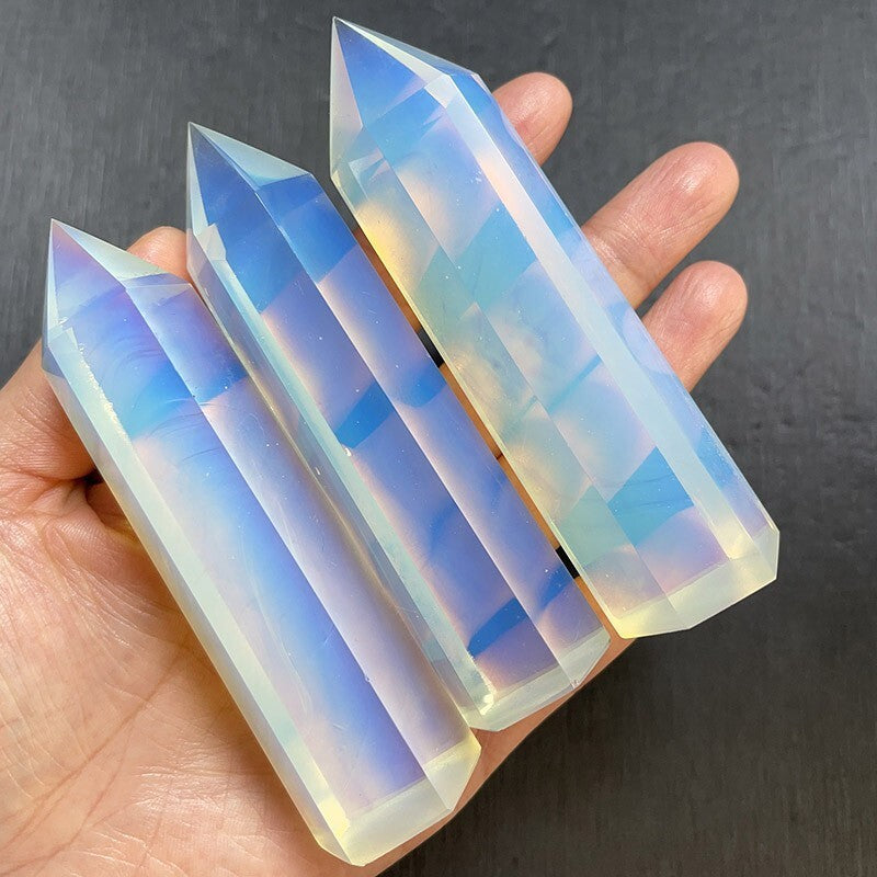 Natural Opal Healing Crystal Tower Point Wands Obelisk Chakra Home Decor Gifts