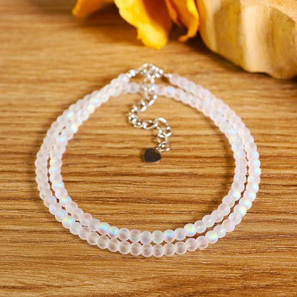 Angel Aura Quartz 4mm Round Beaded Gemstone Choker Healing Women Necklace Gifts
