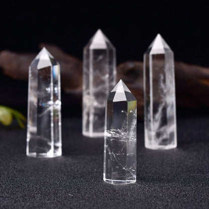 Natural Clear Quartz Healing Obelisk Crystal Wands Reiki Tower Point Decoration