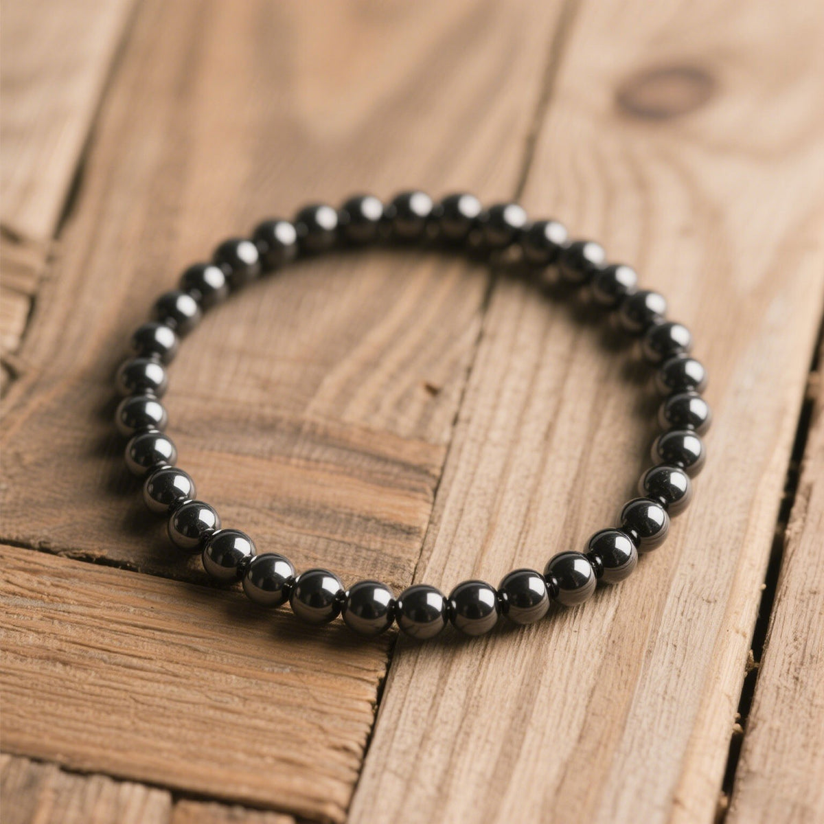4mm Round Hematite Beaded Stretch Healing Protection Strength Bracelet For women