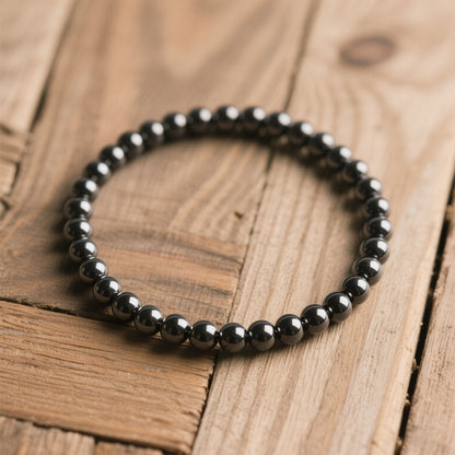 4mm Round Hematite Beaded Stretch Healing Protection Strength Bracelet For women