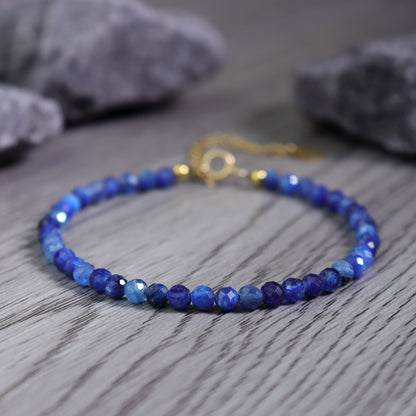 Natural kyanite 3mm Bead Healing Calming Dainty Women Crystal Bracelet Xmas Gift