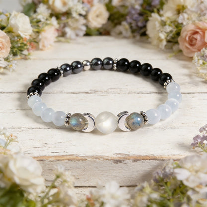 Moon Phase Moonstone Lunar Energy Protection Healing Crystal Women Bracelet Gift
