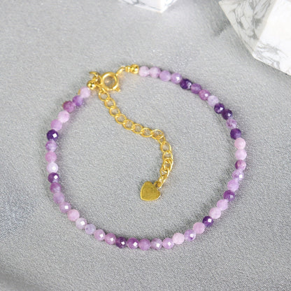 Lepidolite Beaded Healing Minimalist Dainty Purple Crystal Women Boho Bracelet