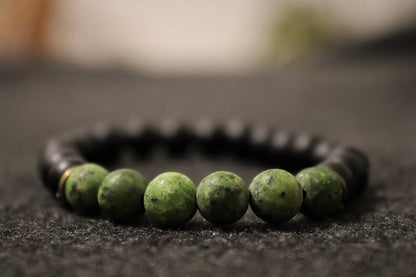 Green Jade & Black Onyx 8mm Beaded Natural Stone Healing Lucky Women Bracelet