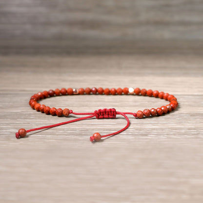Red Jasper Beaded Healing Meditation Anxiety Relief Dainty Women Bracelet Gifts