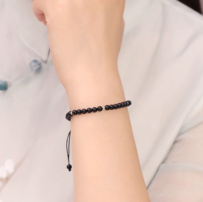Obsidian 4mm Beads Healing Reiki Protection Talisman Women Dainty Bracelet Gifts