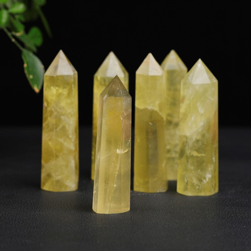 Natural Citrine Stone Healing Crystal Wands Reiki Obelisk Point Tower Decoration