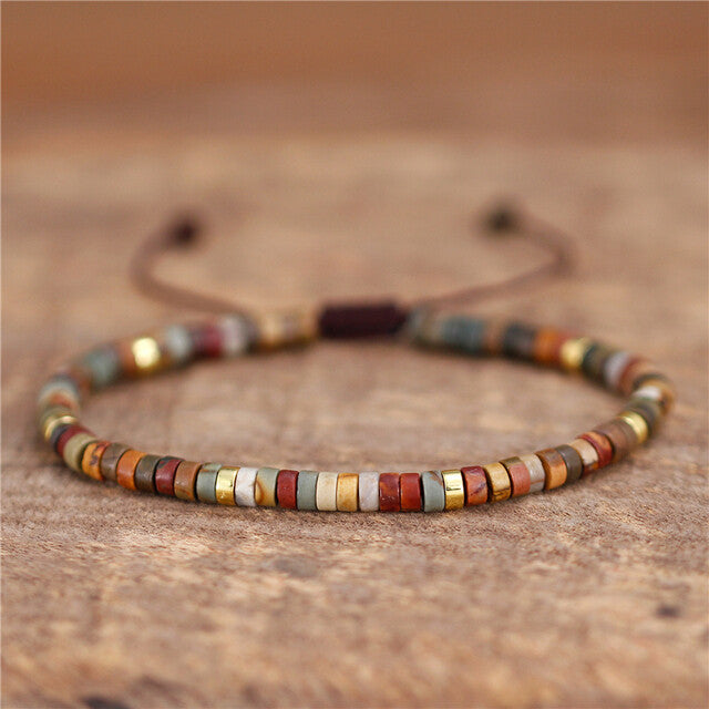 Natural Gemstone 4 mm Beads Tibetan Healing Reiki Dainty Women Girls Bracelet