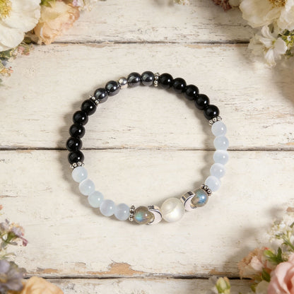 Moon Phase Moonstone Lunar Energy Protection Healing Crystal Women Bracelet Gift