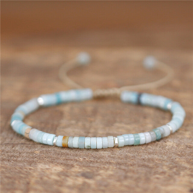 Natural Gemstone 4 mm Beads Tibetan Healing Reiki Dainty Women Girls Bracelet