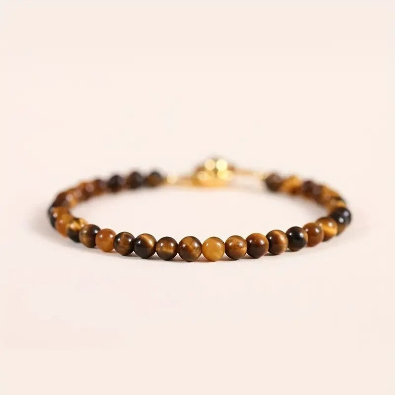 Tiger's Eye 4mm Beads Healing Protection Minimalist Women Dainty Bracelet Gift