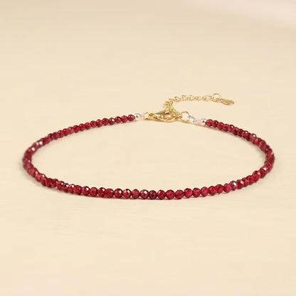 Natural Red Garnet Beads Healing Emotional Balance Women Dainty Crystal Bracelet