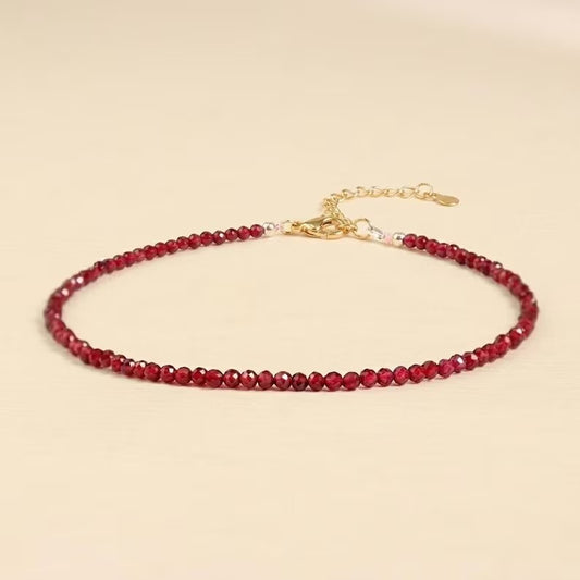 Natural Red Garnet Beads Healing Emotional Balance Women Dainty Crystal Bracelet