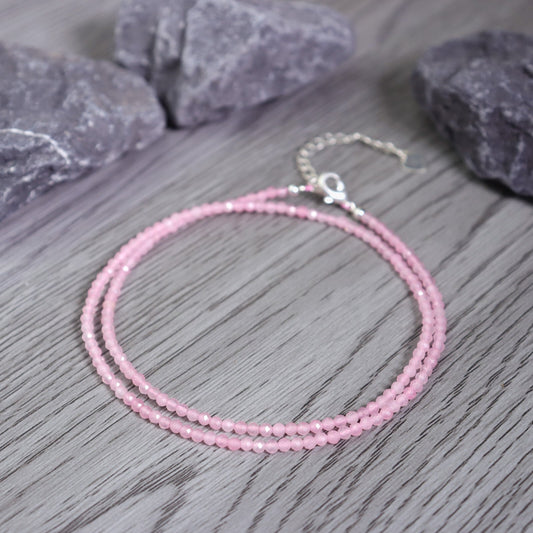 Rose Quartz Beaded Choker Healing Dainty Women Crystal Boho Style Necklace Gifts