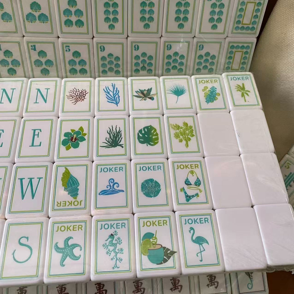 Engraved American Mahjong Tiles  set ,160 Aqua Pearl Coast tiles watch video
