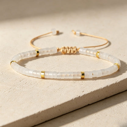 Clear Quartz Crystal Beaded Healing Dainty Minimalist Simple Adjustable Bracelet