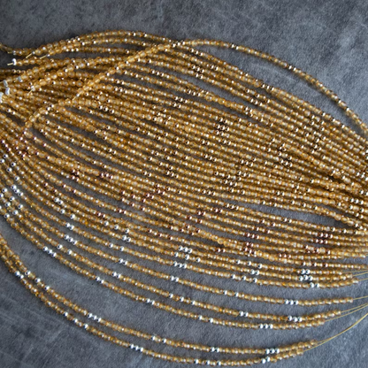 Natural Citrine 2mm Beads Slim Simple Dainty Minimalist Bracelet Healing Calming