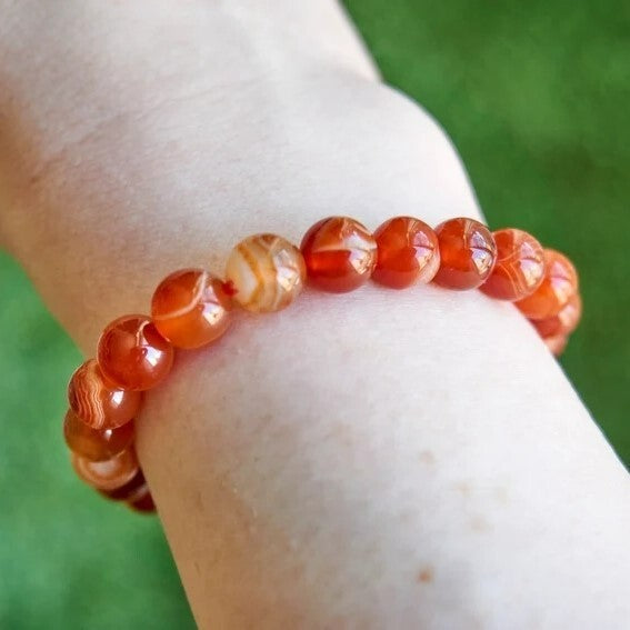 Red Carnelian 8mm Round Beads Healing Calming Gemstone Mala Bracelet Xmas Gift