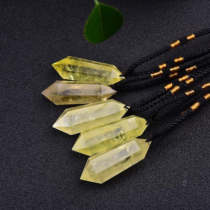 Natural Citrine Crystal Hexagonal Point Pendant Healing Relief Reiki Necklace