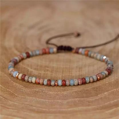 Natural Gemstone 4 mm Beads Tibetan Healing Reiki Dainty Women Girls Bracelet