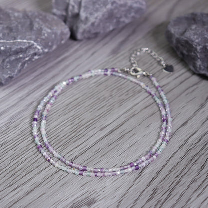 2MM Fluorite Beaded Choker Healing Dainty Women Bohemian Crystal Necklace Gifts