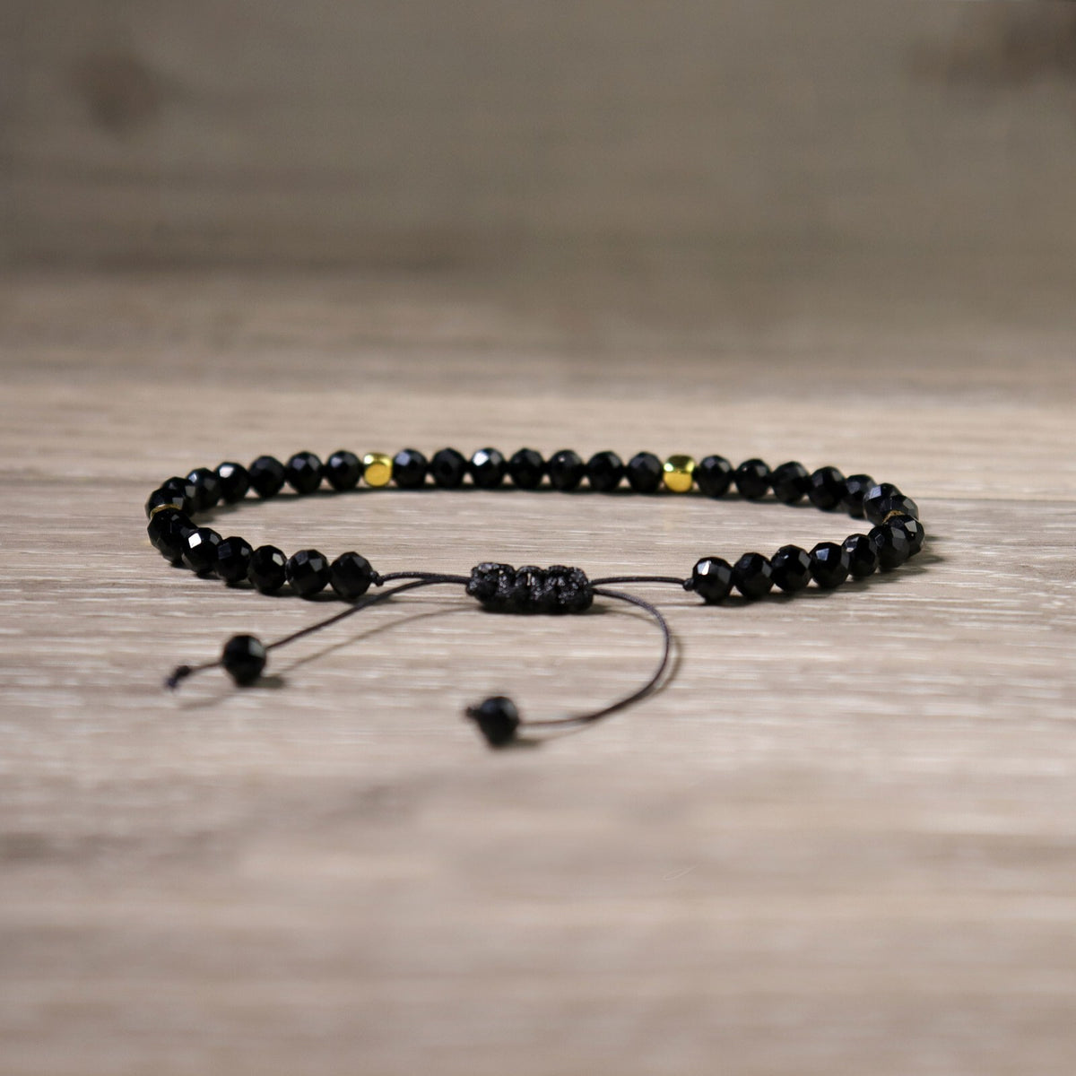 Handmade 4mm black spinel Bead Healing Reiki Amulet Dainty Women Bracelet Gift