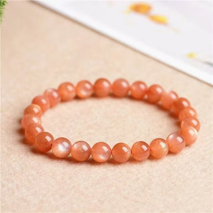 Orange Moonstone Natural Sunstone 7mm Beads Healing Balance Reiki Women Bracelet