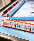 New Blue Cowgirl Pattern American Mahjong 160 Tiles Set + Free Storage Bag