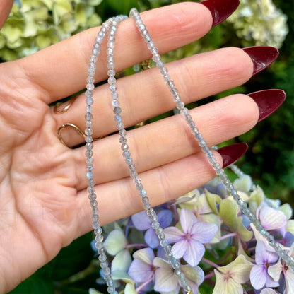 Labradorite Beaded Choker Healing Reiki Dainty Women Boho Crystal Necklace Gifts