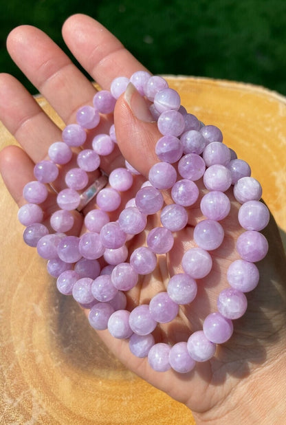 Genuine Kunzite Crystal Balance Round 8MM Bead Healing Protection Bracelet Gifts