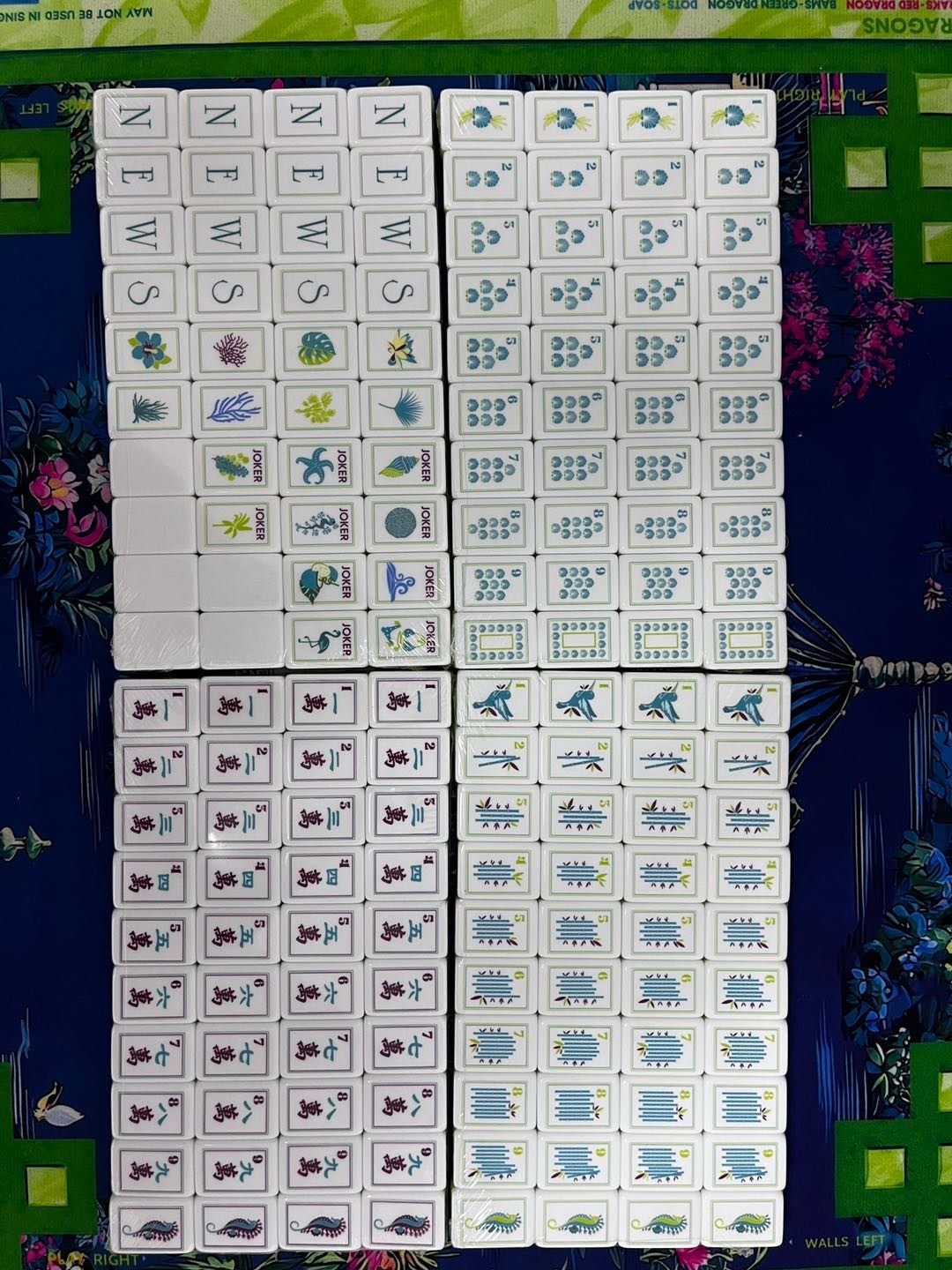 Engraved American Mahjong Tiles  set ,160 Aqua Pearl Coast tiles watch video