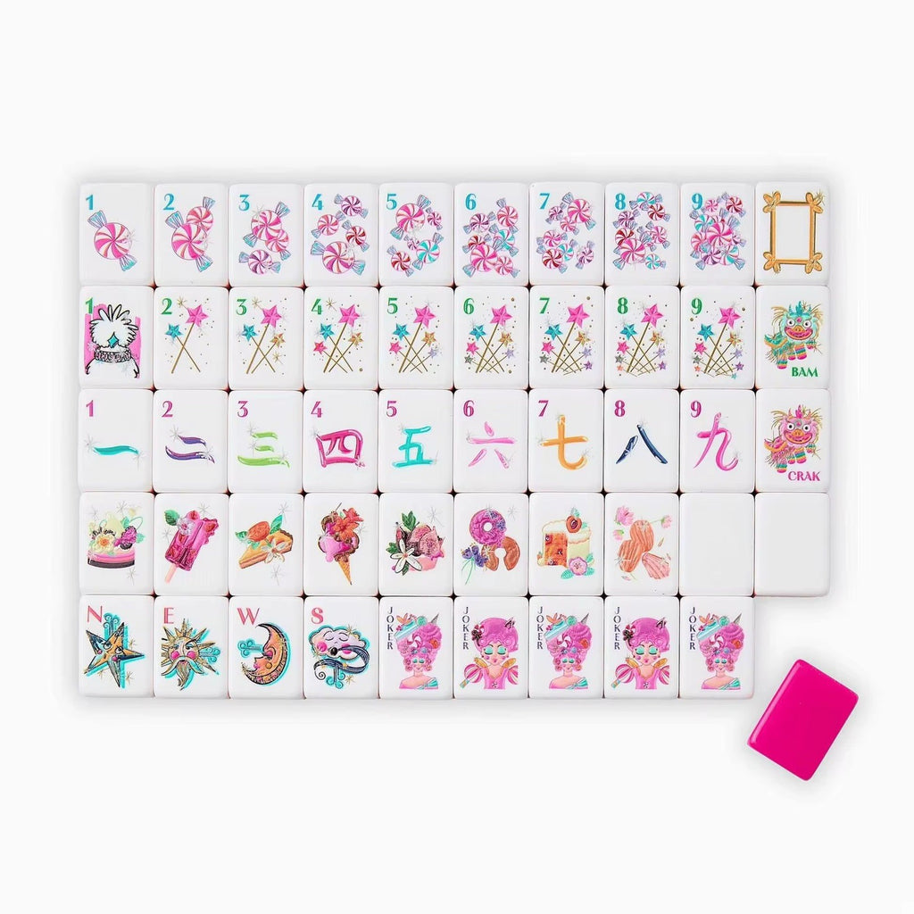 Engraved American Mahjong Tiles  set . Glitter themed acrylic engraved